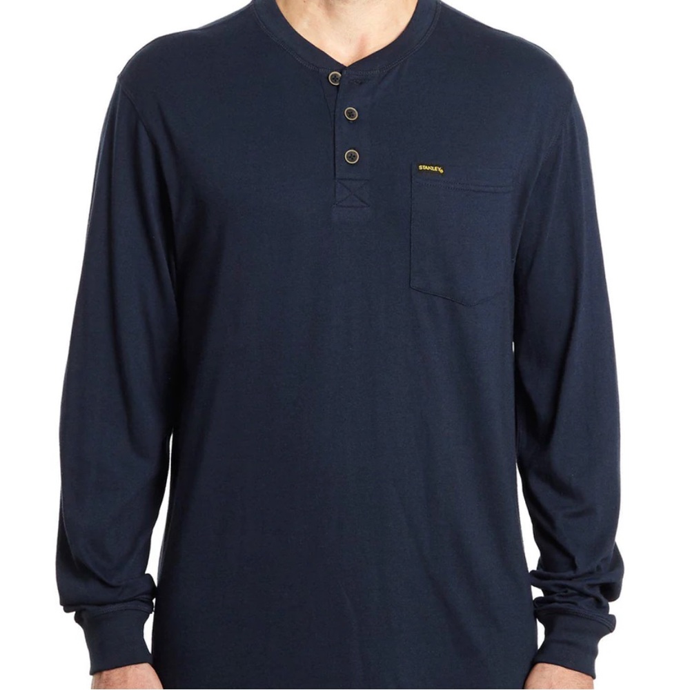 Long Sleeve Pocketed Stanley Shirt Blue Medium 60% Cotton 40%Polyester